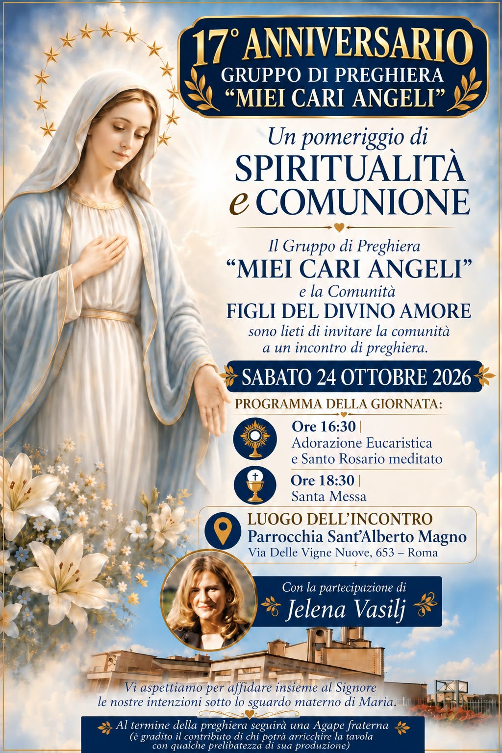 Locandina: Miei Cari Angeli: il 17° anniversario con Jelena Vasilj. Il programma è riportato nel testo della pagina.